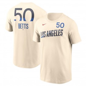 Men's Los Angeles Dodgers Mookie Betts Cream 2024 City Connect Fuse Name & Number T-Shirt