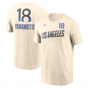 Men's Los Angeles Dodgers Yoshinobu Yamamoto White 2024 City Connect Fuse Name & Number T-Shirt