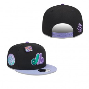 Men's Montreal Expos Black Purple Grape Big League Chew Flavor Pack 9FIFTY Snapback Hat
