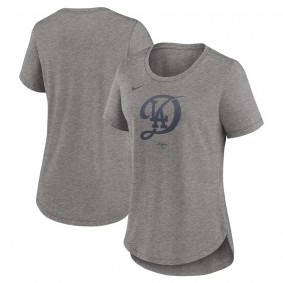 Women's Los Angeles Dodgers Heather Charcoal 2024 City Connect Tri-Blend T-Shirt