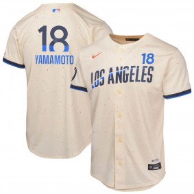 Youth Los Angeles Dodgers Yoshinobu Yamamoto Cream 2024 City Connect Limited Player Jersey